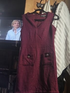 Karl Lagerfeld Mini Shift Dress in Deep Burgundy